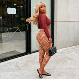 Women’s 3 Piece Printed Mesh Top Skirt and Inner Set