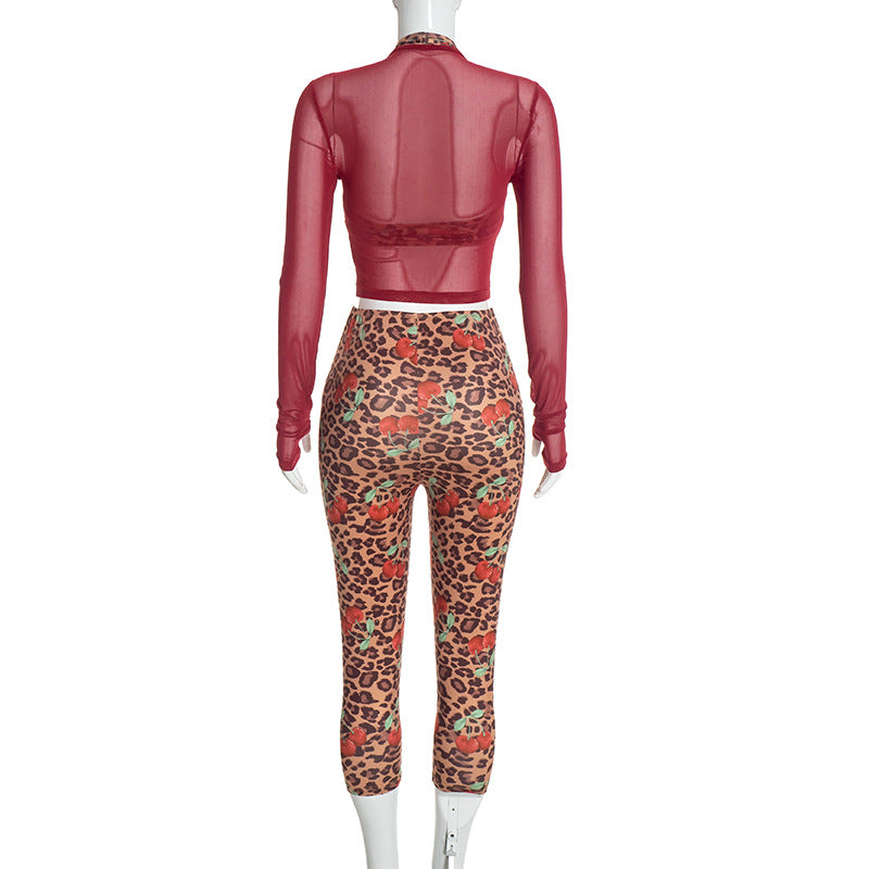 Women’s 3 Piece Printed Mesh Top Skirt and Inner Set