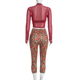 Women’s 3 Piece Printed Mesh Top Skirt and Inner Set