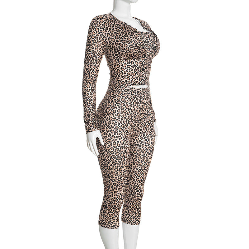 Women’s 3 Piece Printed Crop Top Jacket and Pants Set