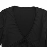 Women’s 2 Piece Long Sleeve Crop Top and High Waist Leggings Set