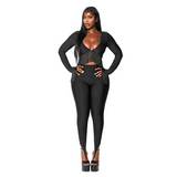 Women’s 2 Piece Long Sleeve Crop Top and High Waist Leggings Set