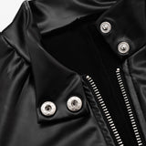 Women’s Long Sleeve Zipper Front Fitted Faux Leather Romper