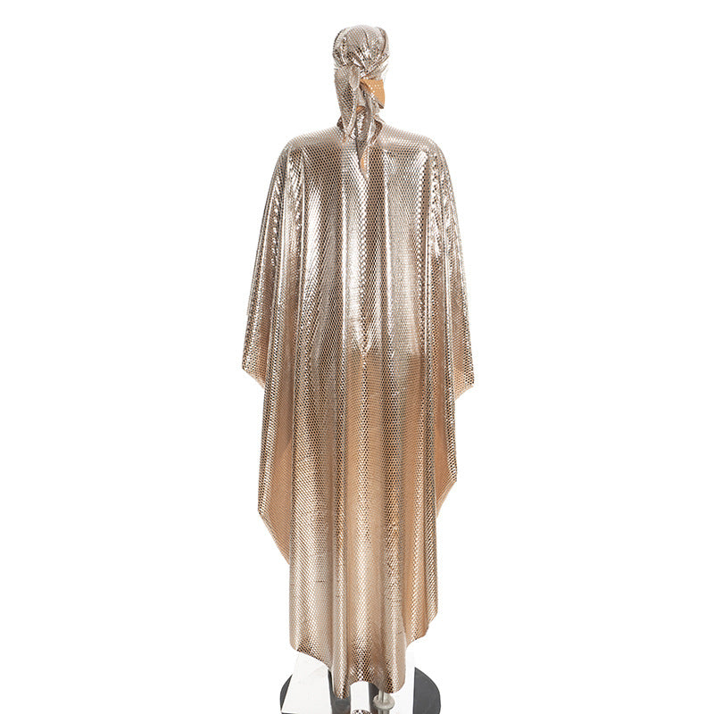 Women’s Sequin Hooded Cape Romper with Flared Sleeve Partywear