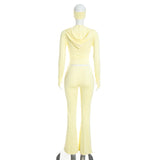 Women’s Long Sleeve Zip Up Hoodie Top and Flared Pants Set