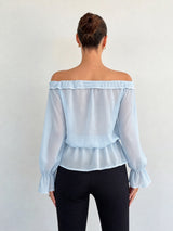 Women’s Off Shoulder Ruffle Long Sleeve Blouse Top