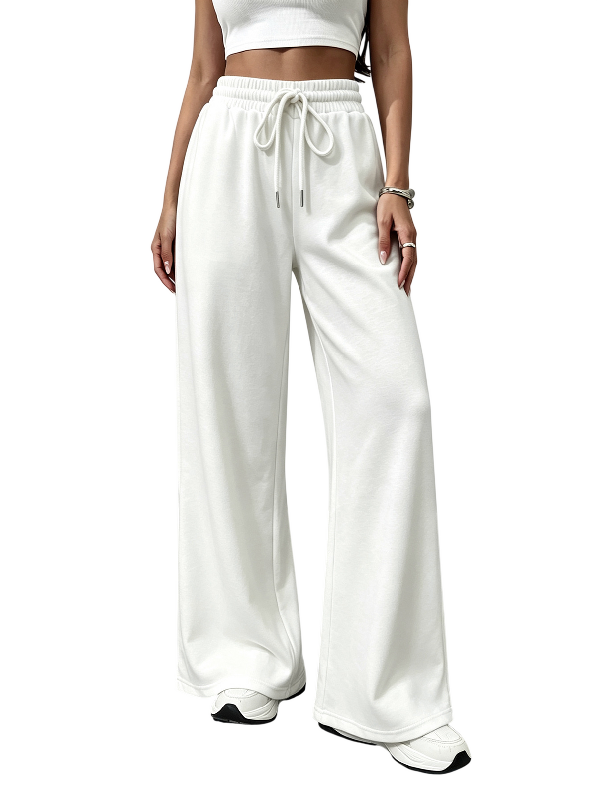 Women’s High Waist Wide Leg Drawstring Casual Pants