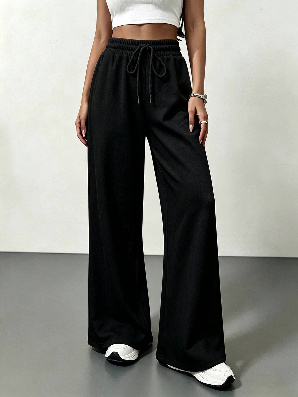 Women’s High Waist Wide Leg Drawstring Casual Pants