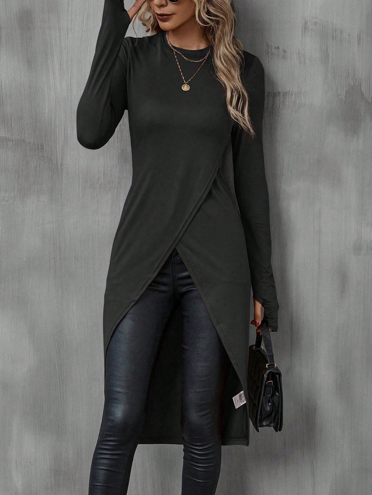 Women’s Long Sleeve Asymmetric Hem Tunic Top