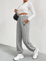 Women’s High Waist Wide Leg Jogger Pants with Pockets