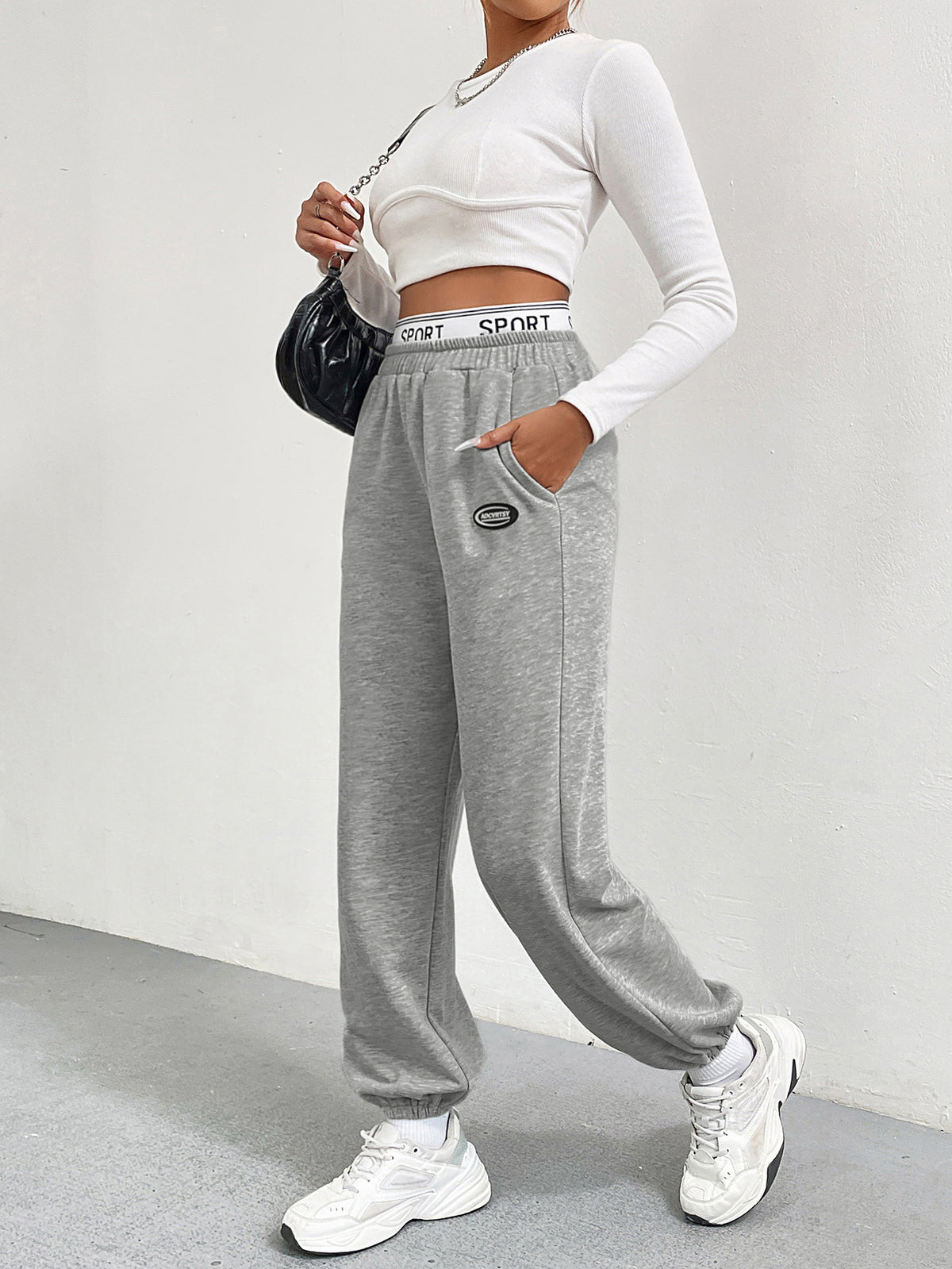 Women’s High Waist Wide Leg Jogger Pants with Pockets