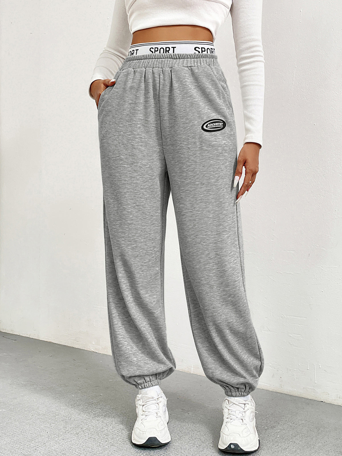 Women’s High Waist Wide Leg Jogger Pants with Pockets