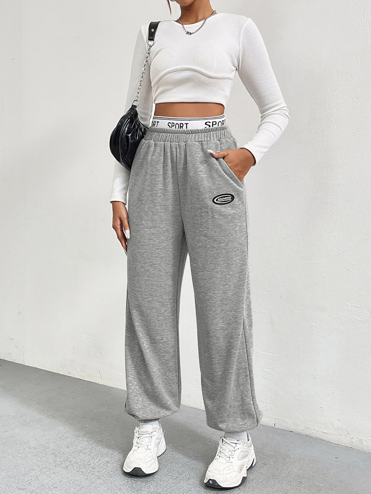 Women’s High Waist Wide Leg Jogger Pants with Pockets