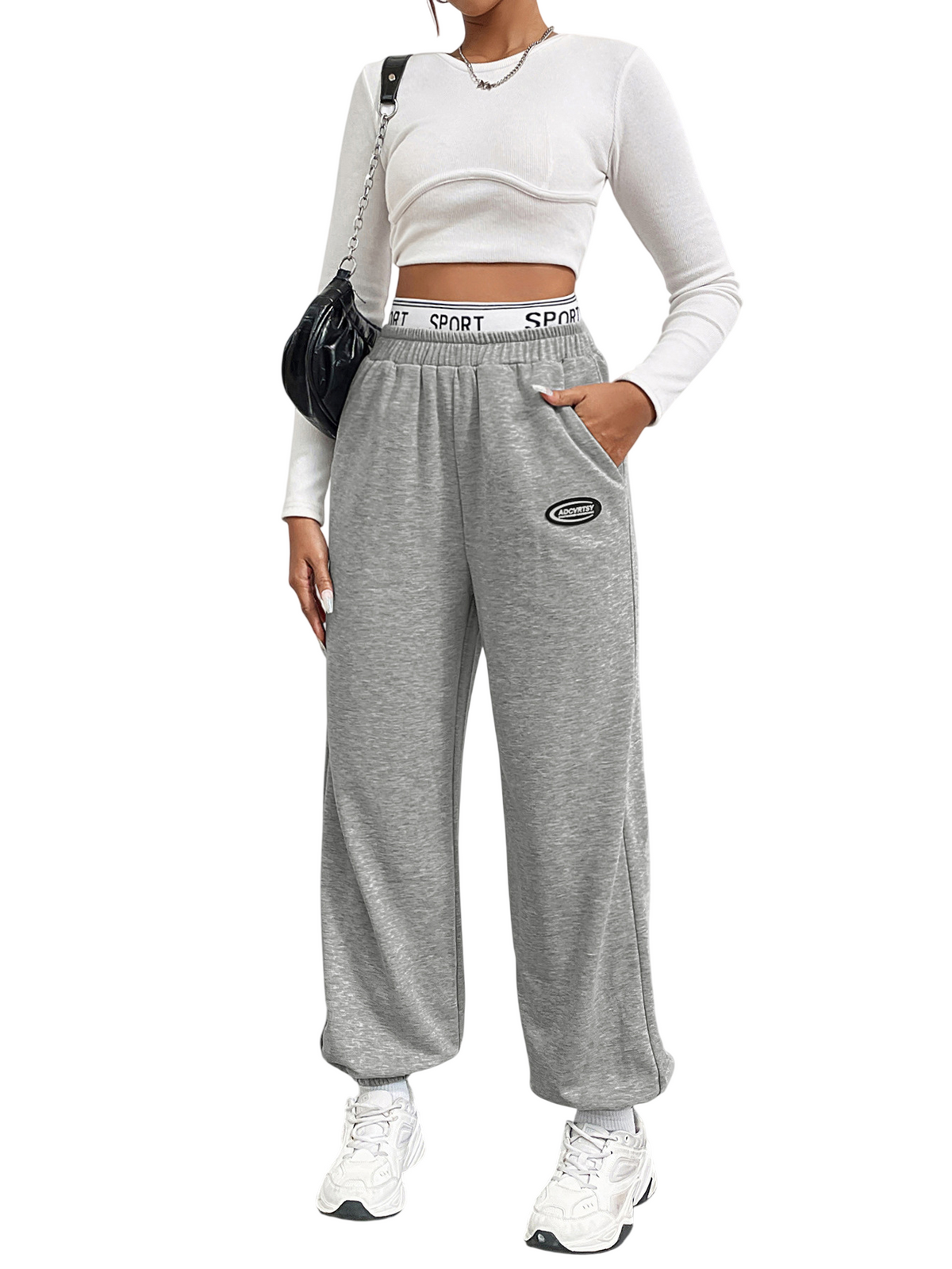 Women’s High Waist Wide Leg Jogger Pants with Pockets