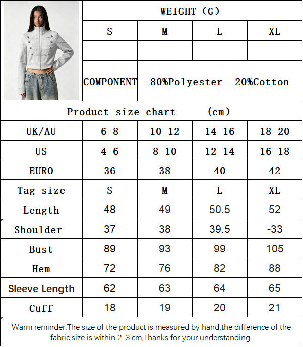 Women’s Cropped Zip-Up Jacket with High Neck Design