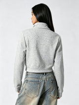 Women’s Cropped Zip-Up Jacket with High Neck Design