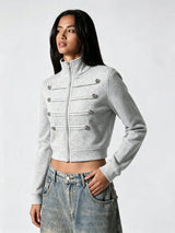 Women’s Cropped Zip-Up Jacket with High Neck Design