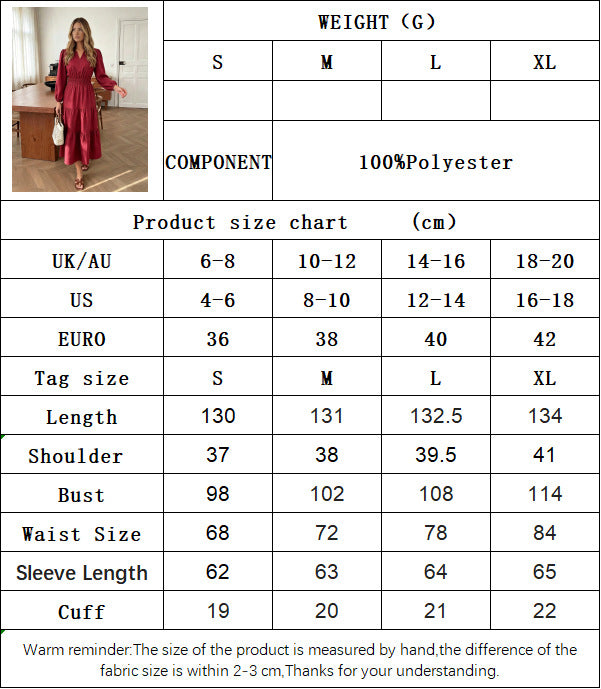 Women's Long Sleeve V-Neck Tiered Maxi Dress