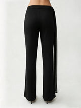 Women's High Waist Wide Leg Pants with Sheer Side Drape