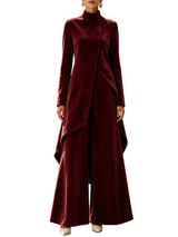 Women's Elegant Draped Long Top and Wide Leg Pants