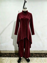 Women's Elegant Draped Long Top and Wide Leg Pants