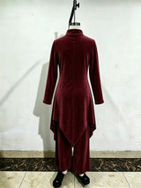 Women's Elegant Draped Long Top and Wide Leg Pants