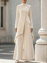 Women's Elegant Draped Long Top and Wide Leg Pants