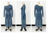Women's One Shoulder Ruched Maxi Dress
