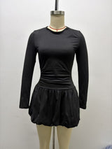 Women's Long Sleeve Ruched Waist Mini Dress