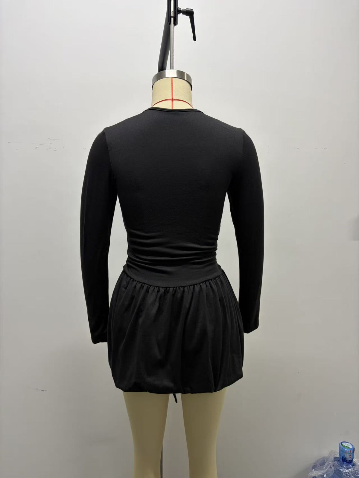 Women's Long Sleeve Ruched Waist Mini Dress