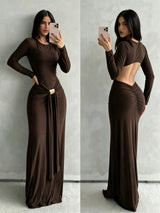 Women's Backless Evening Maxi Dress