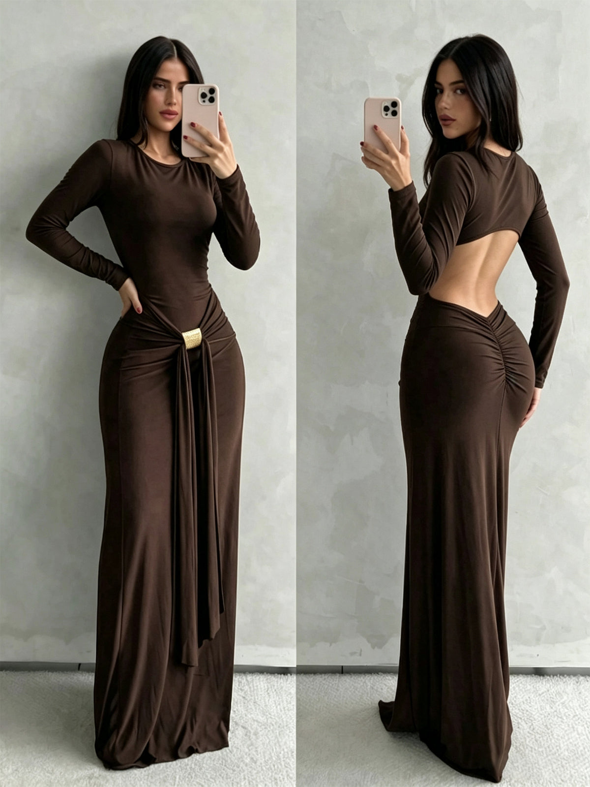 Women's Backless Evening Maxi Dress