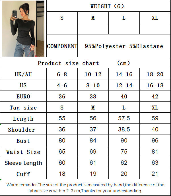 Women's Long Sleeve Ruched Fitted Top