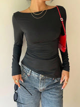Women's Long Sleeve Ruched Fitted Top