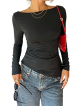 Women's Long Sleeve Ruched Fitted Top