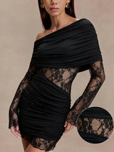 Women's Lace Off Shoulder Mini Dress