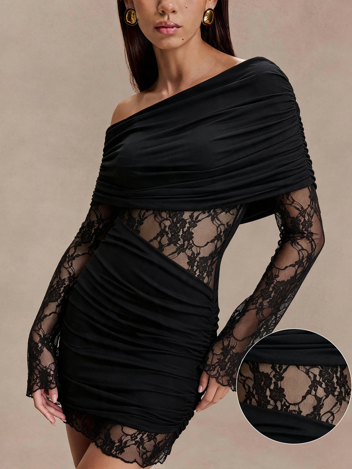 Women's Lace Off Shoulder Mini Dress