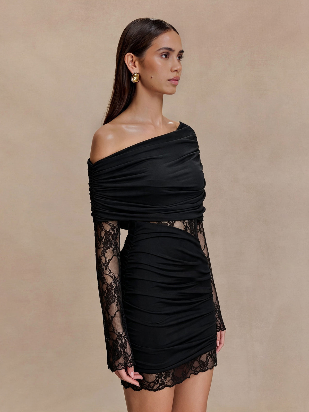 Women's Lace Off Shoulder Mini Dress