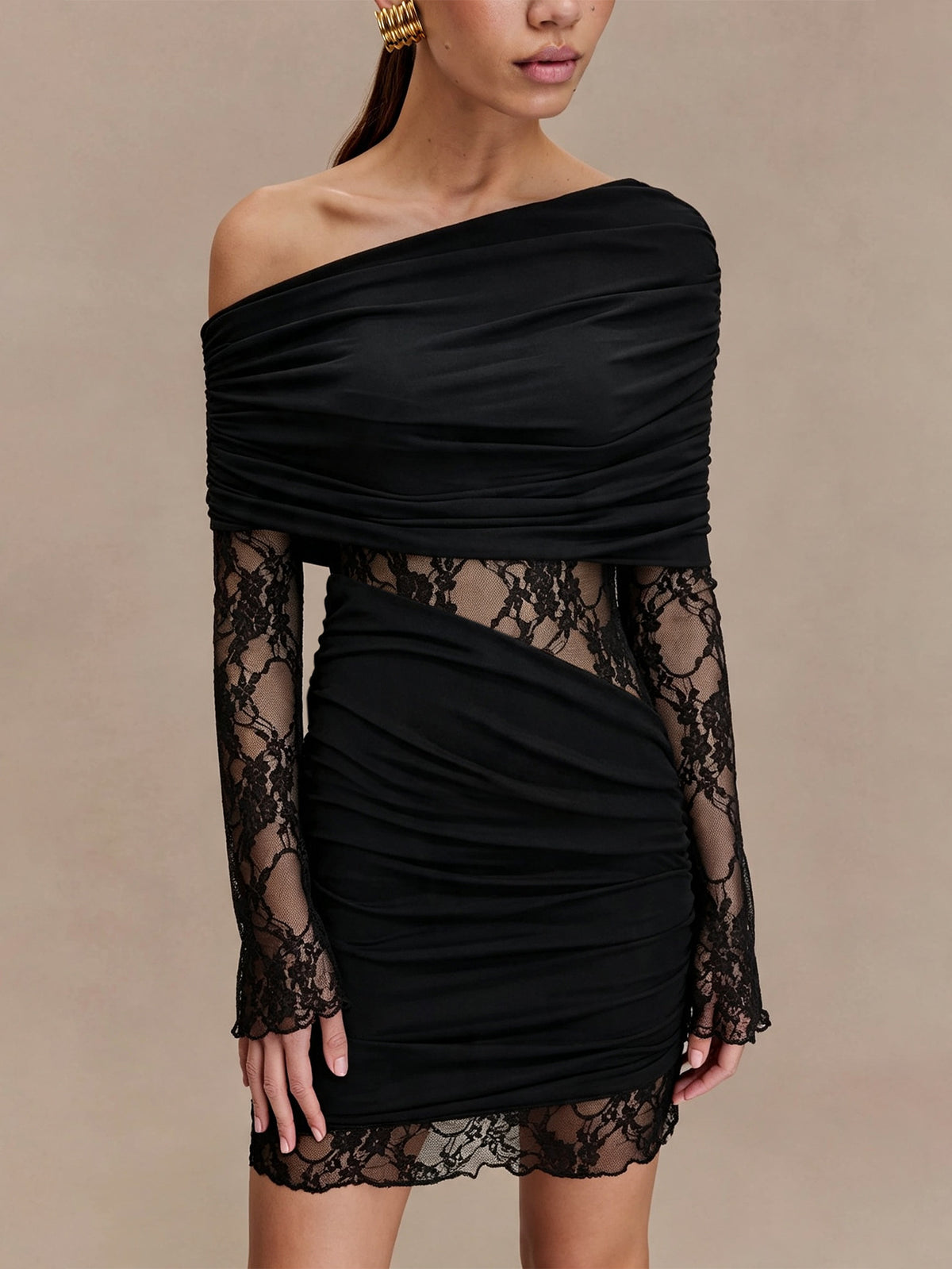 Women's Lace Off Shoulder Mini Dress