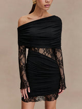 Women's Lace Off Shoulder Mini Dress