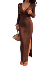 Women's Ribbed Wrap Maxi Dress