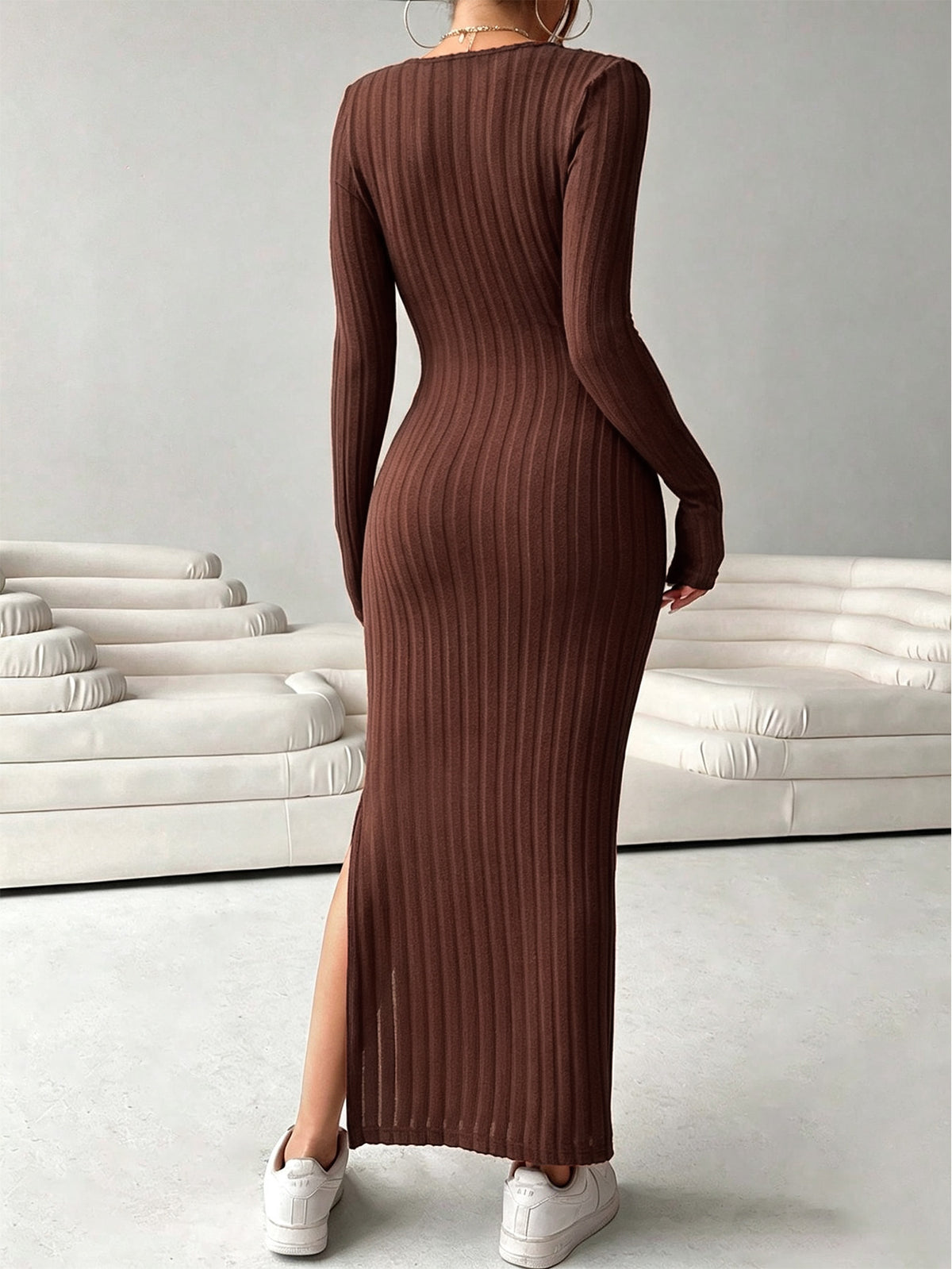 Women's Ribbed Wrap Maxi Dress