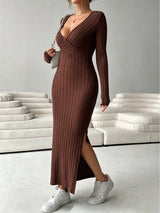 Women's Ribbed Wrap Maxi Dress
