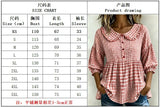 Women's Ruffle Collar Button Front Plaid Top