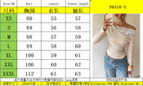Women's Off Shoulder Lace Trim Long Sleeve Top