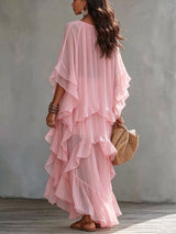 Women's Ruffle Sleeve Tiered Maxi Dress