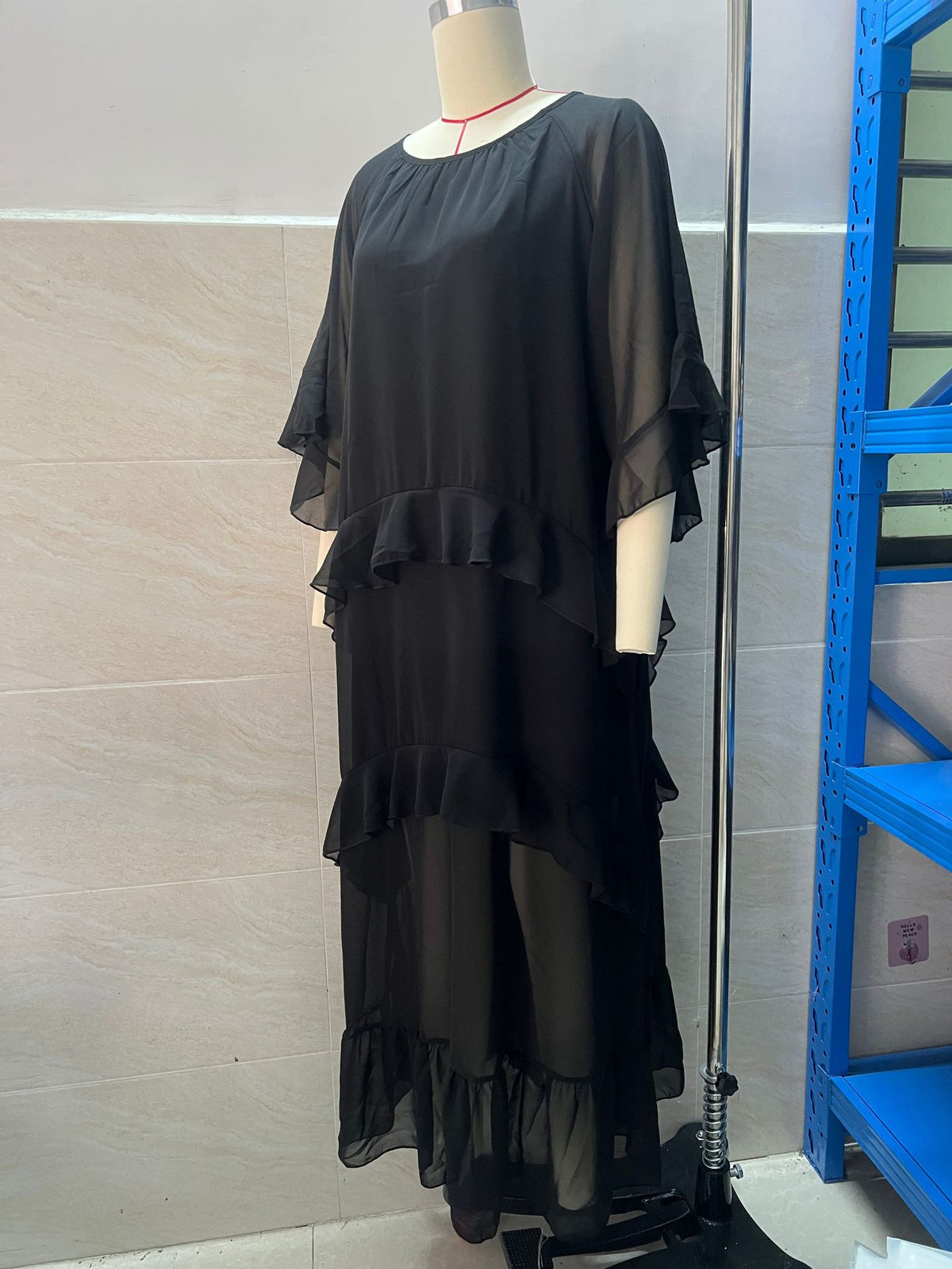 Women's Ruffle Sleeve Tiered Maxi Dress