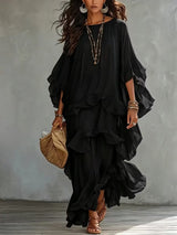 Women's Ruffle Sleeve Tiered Maxi Dress