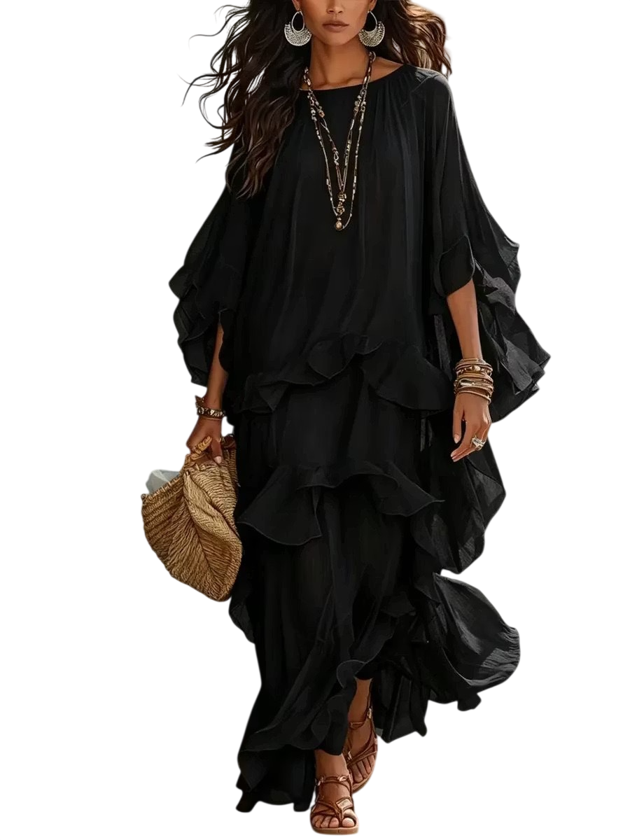 Women's Ruffle Sleeve Tiered Maxi Dress
