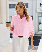 Women's Ruffle Collar Button Front Plaid Shirt